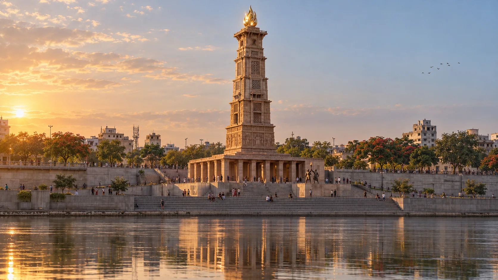 Reference view of the Monumental Mashal at sunset.